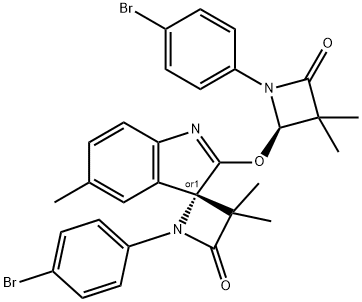 (S)-1-(4-BROMOPHENYL)-2'-((R)-1-(4-BROMOPHENYL)-3,3-DIMETHYL-4-OXOAZETIDIN-2-YLOXY)-3,3,5'-TRIMETHYLSPIRO[AZETIDINE-2,3'-INDOL]-4-ONE Struktur
