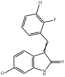 (E)-6-氯-3-(3-氯-2-氟苯亚甲基)二氢吲哚-2-酮, 897365-76-3, 结构式