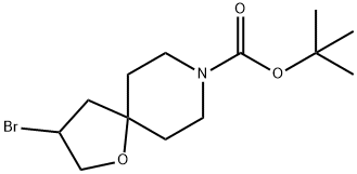 1-OXA-8-AZASPIRO[4,5]DECANE-8-CARBOXYLIC ACID,3-BROMO-,1,1-DIMETHYLETHYLESTER, 898157-46-5, 结构式