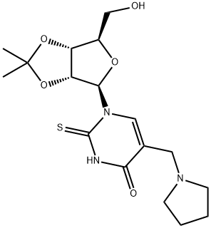 2',3'-O-イソプロピリデン-5-ピロリジノメチル-2-チオウリジン 化学構造式