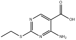 4-アミノ-5-カルボキシ-2-エチルメルカプトピリミジン 化学構造式