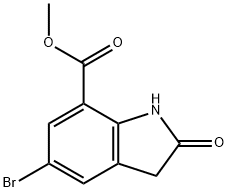 5-ブロモ-2-オキソインドリン-7-カルボン酸メチル 化学構造式