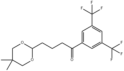 ビス-3',5'-トリフルオロメチル-4-(5,5-ジメチル-1,3-ジオキサン-2-イル)ブチロフェノン 化学構造式