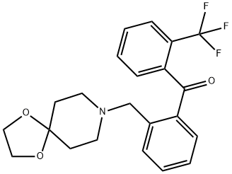 (2-((1,4-二噁烷-8-氮杂螺环并[4.5]癸烷-8-基)甲基)苯基)(2-(三氟甲基)苯基)甲酮, 898756-27-9, 结构式