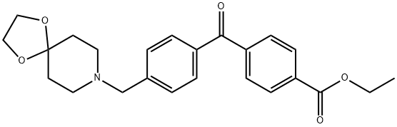 4-(4-((1,4-二噁烷-8-氮杂螺环并[4.5]癸-8-基)甲基)苯甲酰基)苯甲酸乙酯, 898757-70-5, 结构式