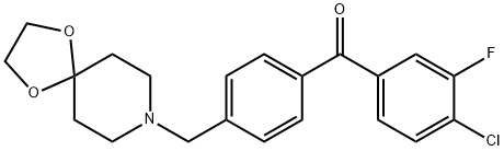 (4-((1,4-二噁烷-8-氮杂螺环并[4.5]癸烷-8-基)甲基)苯基)(4-氯-3-氟苯基)甲酮, 898758-02-6, 结构式