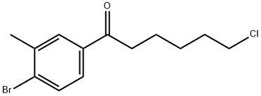 1-(4-ブロモ-3-メチルフェニル)-6-クロロ-1-オキソヘキサン 化学構造式