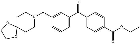 4-(3-((1,4-二噁烷-8-氮杂螺环并[4.5]癸-8-基)甲基)苯甲酰基)苯甲酸乙酯 结构式