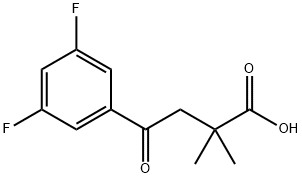 4-(3,5-ジフルオロフェニル)-2,2-ジメチル-4-オキソ酪酸 化学構造式