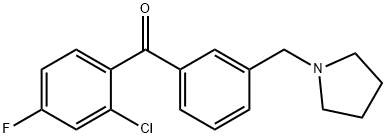 2-CHLORO-4-FLUORO-3'-PYRROLIDINOMETHYL BENZOPHENONE Structure