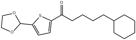 (4-シクロヘキシル)ブチル5-(1,3-ジオキソラン-2-イル)-2-チエニルケトン 化学構造式