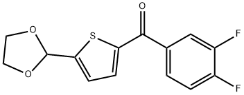 2-(3,4-ジフルオロベンゾイル)-5-(1,3-ジオキソラン-2-イル)チオフェン 化学構造式
