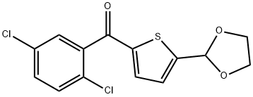 2-(2,5-ジクロロベンゾイル)-5-(1,3-ジオキソラン-2-イル)チオフェン 化学構造式