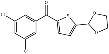 2-(3,5-ジクロロベンゾイル)-5-(1,3-ジオキソラン-2-イル)チオフェン 化学構造式