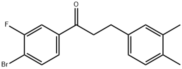 4'-ブロモ-3-(3,4-ジメチルフェニル)-3'-フルオロプロピオフェノン 化学構造式