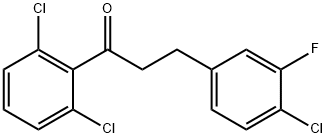 3-(4-クロロ-3-フルオロフェニル)-2',6'-ジクロロプロピオフェノン 化学構造式