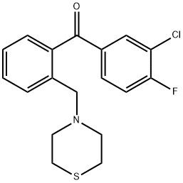 3-CHLORO-4-FLUORO-2'-THIOMORPHOLINOMETHYL BENZOPHENONE,898781-98-1,结构式