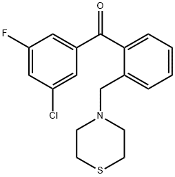 3-CHLORO-5-FLUORO-2'-THIOMORPHOLINOMETHYL BENZOPHENONE,898782-20-2,结构式
