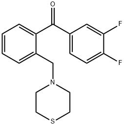 3,4-DIFLUORO-2'-THIOMORPHOLINOMETHYL BENZOPHENONE,898782-44-0,结构式