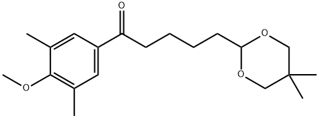 5-(5,5-ジメチル-1,3-ジオキサン-2-イル)-3',5'-ジメチル-4'-メトキシバレロフェノン 化学構造式