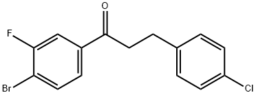 4'-ブロモ-3-(4-クロロフェニル)-3'-フルオロプロピオフェノン 化学構造式