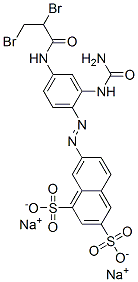 7-[4-(2,3-ジブロモプロピオニルアミノ)-2-ウレイドフェニルアゾ]-1,3-ナフタレンジスルホン酸二ナトリウム 化学構造式