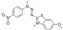 6-methoxy-3-methyl-2-[3-methyl-3-(4-nitrophenyl)-1-triazenyl]-Benzothiazolium Struktur