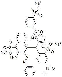 1-Naphthalenesulfonic acid, 5-2-amino-4-4-2-(4-nitro-2-sulfophenyl)ethenyl-3-sulfophenyl-ONN-azoxyphenylazo-, trisodium salt Structure