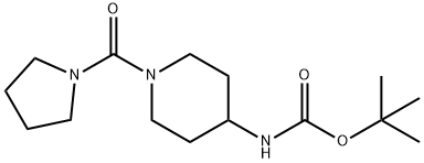 tert-Butyl 1-(pyrrolidine-1-carbonyl)piperidin-4-ylcarbamate Struktur