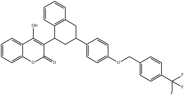 4-Hydroxy-3-(1,2,3,4-tetrahydro-3-(4-(trifluormethylbenzyloxy)phe-nyl)-1-naphtyl)cumarin