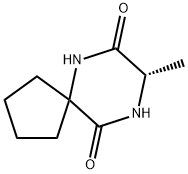 (8S)-8-メチル-6,9-ジアザスピロ[4.5]デカン-7,10-ジオン 化学構造式