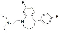 1-[2-(ジエチルアミノ)エチル]-8-フルオロ-5-(4-フルオロフェニル)-2,3,4,5-テトラヒドロ-1H-1-ベンゾアゼピン 化学構造式