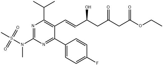 (5S,6E)-7-[4-(4-氟苯基)-6-异丙基-2-(N-甲基-N-甲磺酰基)嘧啶-5-基]-5-羟基-3-氧代-6-庚烯酸乙酯,901765-36-4,结构式