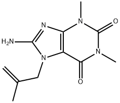 8-アミノ-1,3-ジメチル-7-(2-メチル-2-プロペン-1-イル)-3,7-ジヒドロ-1H-プリン-2,6-ジオン 化学構造式