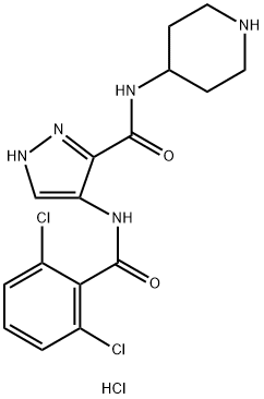 N-(4-piperidinyl)-4-(2,6-dichlorobenzoylamino)-1H-pyrazole-3-carboxamide  Hcl Structure