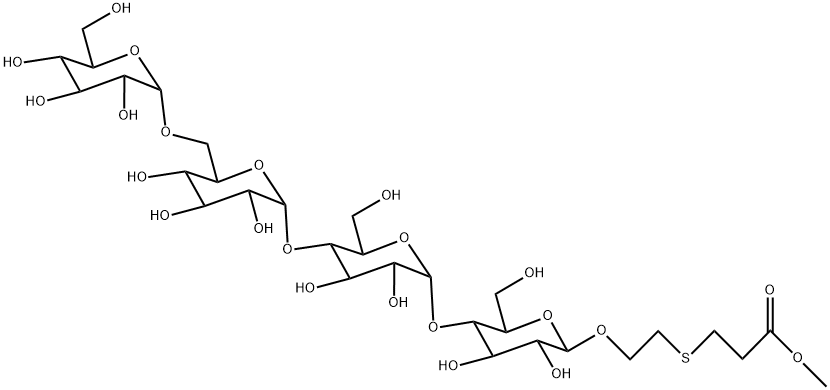 甲酯基乙基硫乙基 4-O-[4-O-(6-O-Α-D-吡喃葡萄糖基)-Α-D-吡喃葡萄糖基]-Α-D-吡喃葡萄糖基]-Β-D-吡喃葡糖苷, 90214-99-6, 结构式