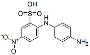 Benzenesulfonic acid, 2-[(4-aminophenyl)amino]-5-nitro-, diazotized, coupled with diazotized 3-amino-4-hydroxybenzenesulfonic acid and m-phenylenediamine Structure