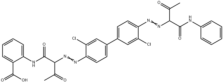 Benzoic acid,2-[[2-[[3,3'-dichloro-4'-[[2-oxo-1-[(phenylamino)carbonyl] propyl]azo] [1,1'-biphenyl]-4-yl] azo]-1,3-dioxobutyl] amino]- Structure