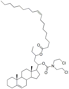 N-(3-(oleoyloxy)androst-5-en-17-yl(pentyloxycarbonyl))-N-N-bis(2-chloroethyl)amine Structure