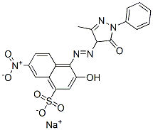 4-[(4,5-二氢-3-甲基-5-氧代-1-苯基-1H-吡唑-4-基)偶氮]-3-羟基-7-硝基-1-萘磺酸单钠盐, 90377-81-4, 结构式