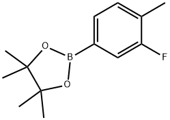 2-(3-フルオロ-4-メチルフェニル)-4,4,5,5-テトラメチル-1,3,2-ジオキサボロラン 化学構造式