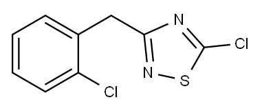 5-Chloro-3-[(2-chlorophenyl)methyl]-1,2,4-thiadiazole, 1-Chloro-2-[(5-chloro-1,2,4-thiadiazol-3-yl)methyl]benzene, 90418-15-8, 结构式