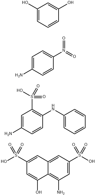 2,7-Naphthalenedisulfonic acid, 4-amino-5-hydroxy-, diazotized, coupled with diazotized 5-amino-2-(phenylamino)benzenesulfonic acid, diazotized 4-nitrobenzenamine and resorcinol Structure