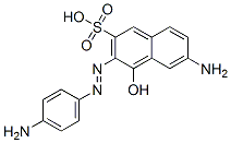 6-氨基-4-羟基-2-萘磺酸与5(或8)-氨基-2-萘磺酸钾钠盐和重氮化6-氨基-3-[(4-氨苯基)偶氮]-4-羟基-2-萘磺酸的偶合物 结构式