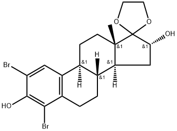 2,4-Dibromo-17,17-ethylenedioxy-1,3,5(10)-estratriene-3,16a-diol 结构式