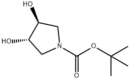 (3S,4S)-3,4-二羟基吡咯烷-1-羧酸叔丁酯 结构式