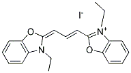 2-[3-[(3-エチル-2,3-ジヒドロベンゾオキサゾール)-2-イリデン]-1-プロペニル]-3-エチルベンゾオキサゾール-3-イウム·ヨージド 化学構造式