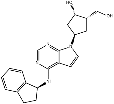 (1S,2S,4R)-4-[4-[[(1S)-2,3-Dihydro-1H-inden-1-yl]aMino]-7H-pyrrolo[2,3-d]pyriMidin-7-yl]-2-hydroxy-cyclopentaneMethanol Structure