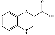 3,4-ジヒドロ-2H-1,4-ベンゾオキサジン-2-カルボン酸 化学構造式