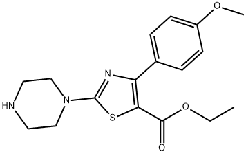 4-(4-甲氧苯基)-2-(1-哌嗪基)-5-三唑羧酸乙酯 结构式